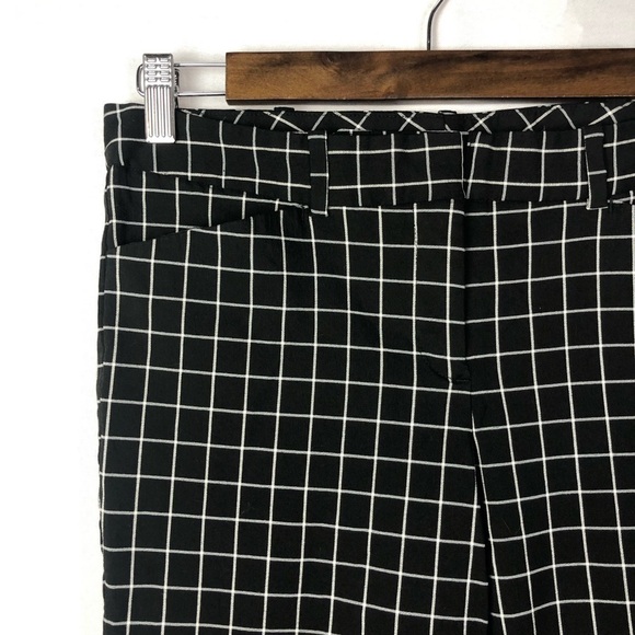 Worthington Black & White Windowpane Plaid Cropped Flat Front Pants 6S - Picture 3 of 4